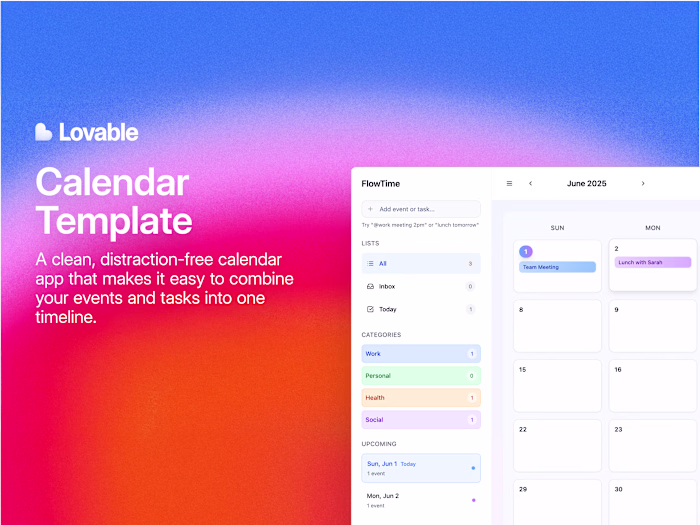 FlowTime - Calendar Template