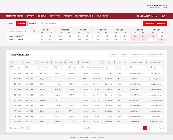 Ski School Scheduling & Reservation System (via Topcoder) 