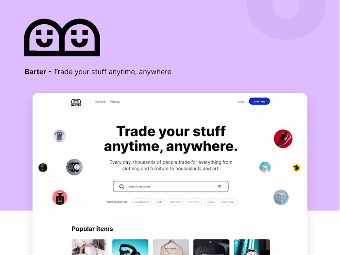 Barter | SaaS landing page design