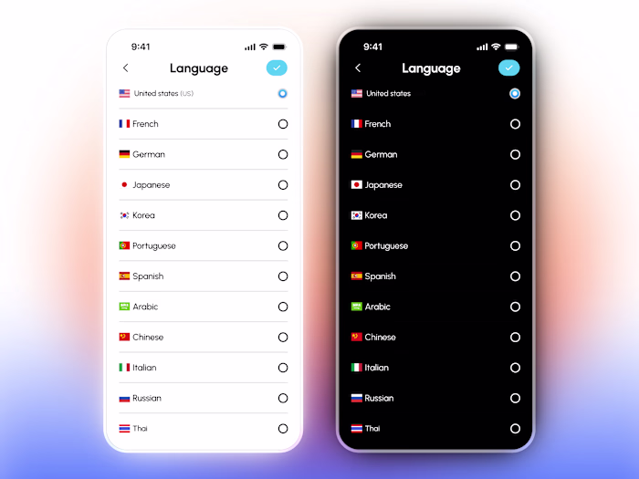 Language Selection UI – Minimal & Clean