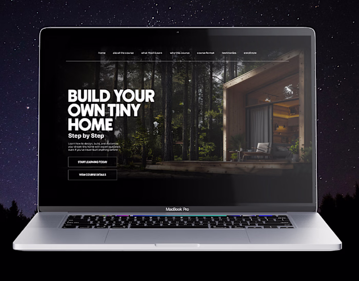 DIY Tiny Home Course Landing Page Design