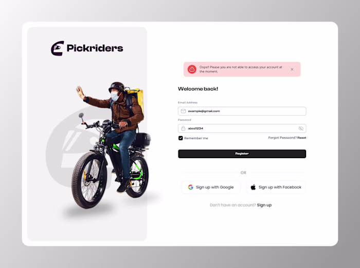 PickRiders Admin CRM Dashboard Development