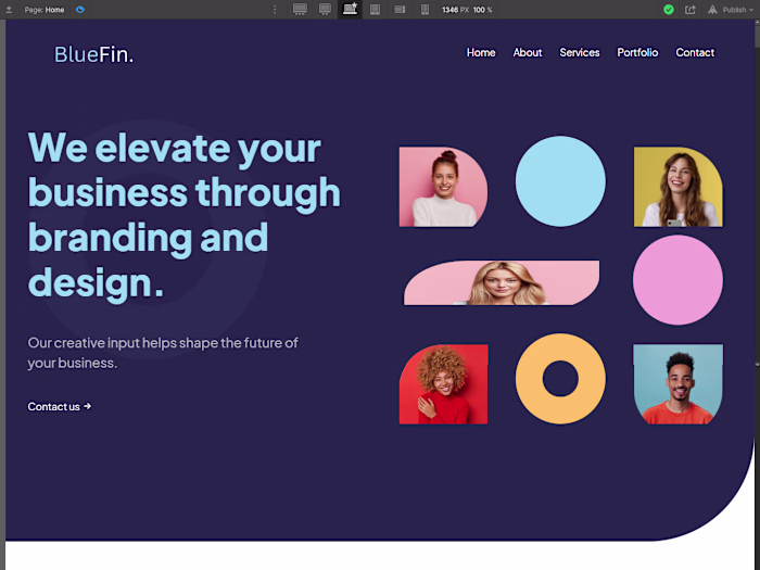 BlueFin website designed using Webflow