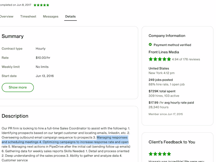 Outbound Sales Coordinator: Outbound emails, Identify prospects