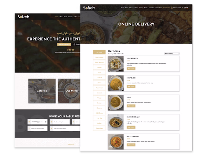 Sofreh Restaurant - Custom Online Ordering & Website Design