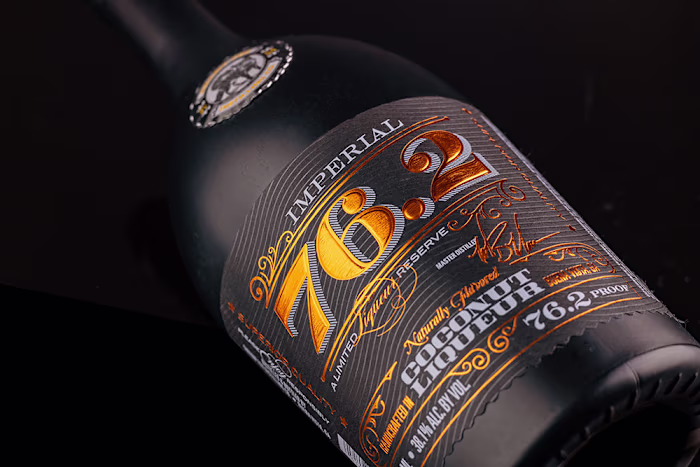 Imperial 76.2 Coconut Liqueur Packaging Design