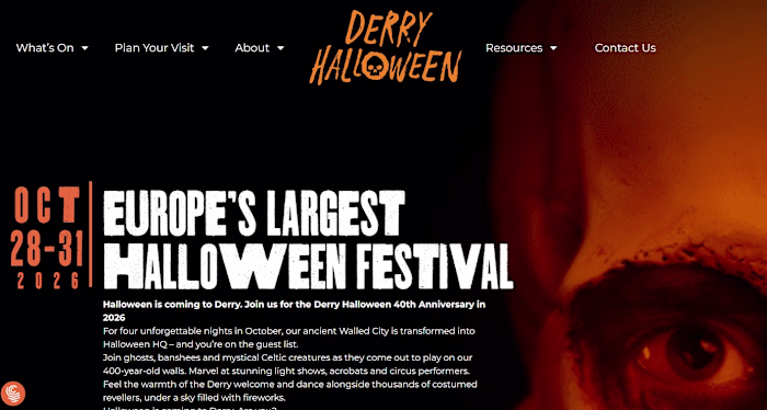 Derry Halloween turns 40 in 2026. We built the website. Euro...