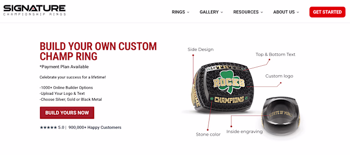 Signature Championship Rings E-commerce and Web Design Project