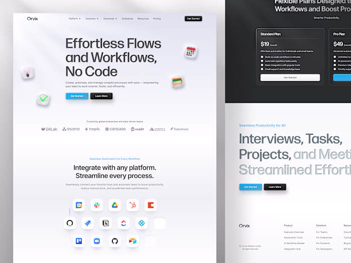 Orvix - Productivity Landing Page