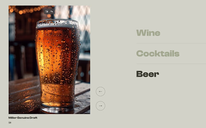 Landing page for demo restaurant