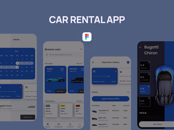 car rental application design