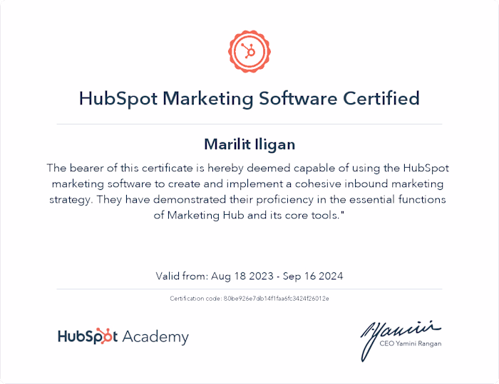 Hubsport Marketing Certified