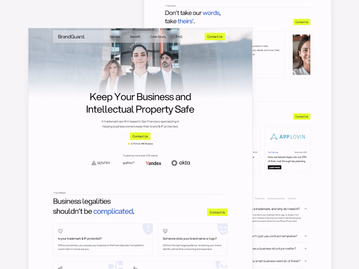 Landing Page for Trademark Law Firm