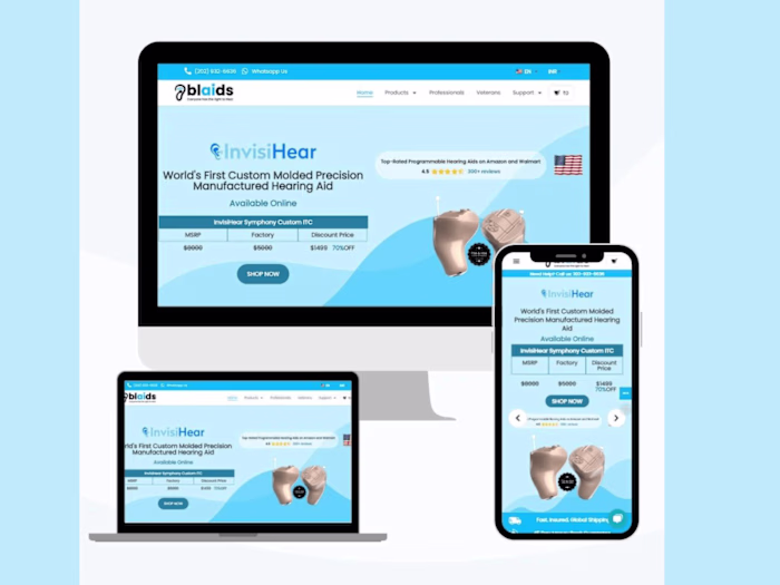 Website redesign and development for Blaidshearing