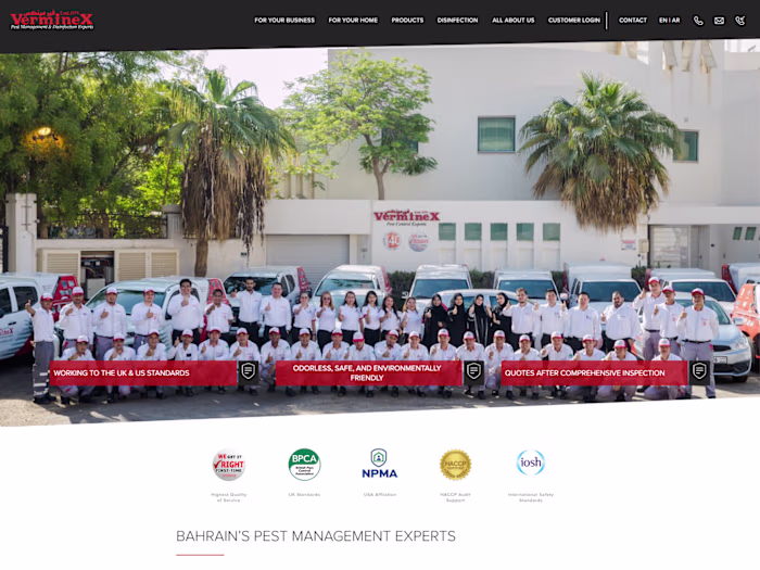 Website for a Pest Control company in Bahrain