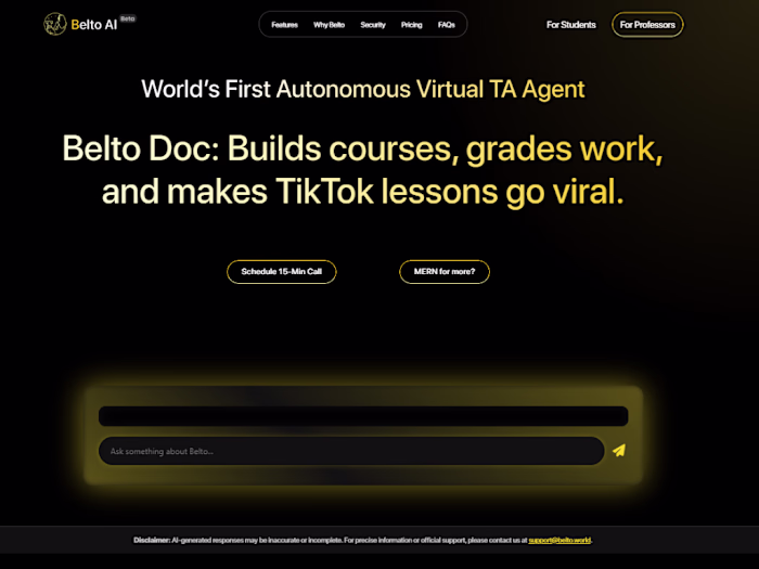 Development of AI Educational Platform for Belto.World