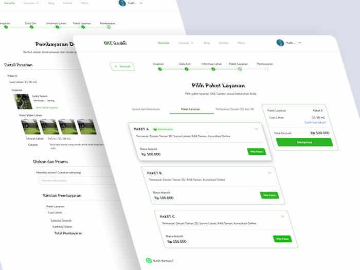 OKE Garden's Garden Booking Flow Web Design