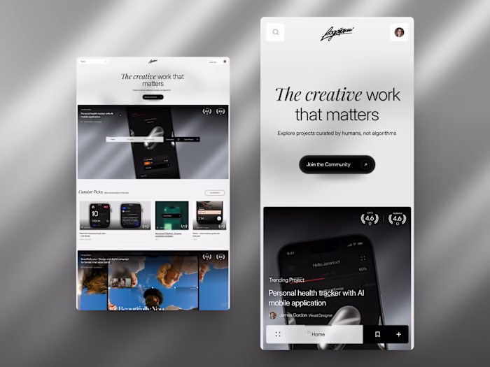 Curated designs community - Website.