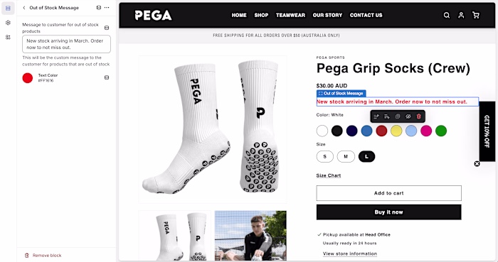 Shopify Product Stock Levels