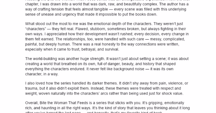 Review of 'Bite the Woman That Feeds' Series