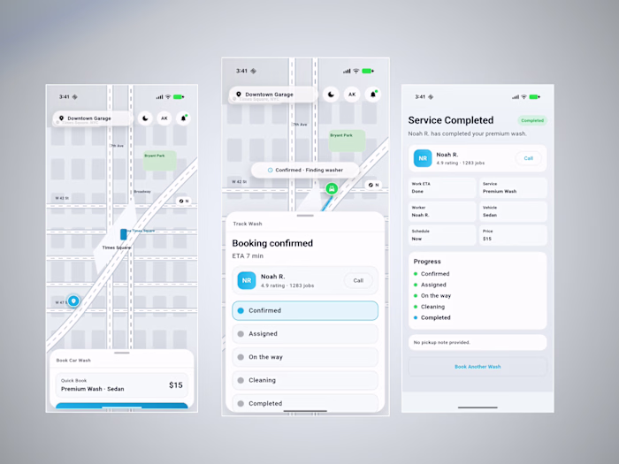 CarWash app concept made with