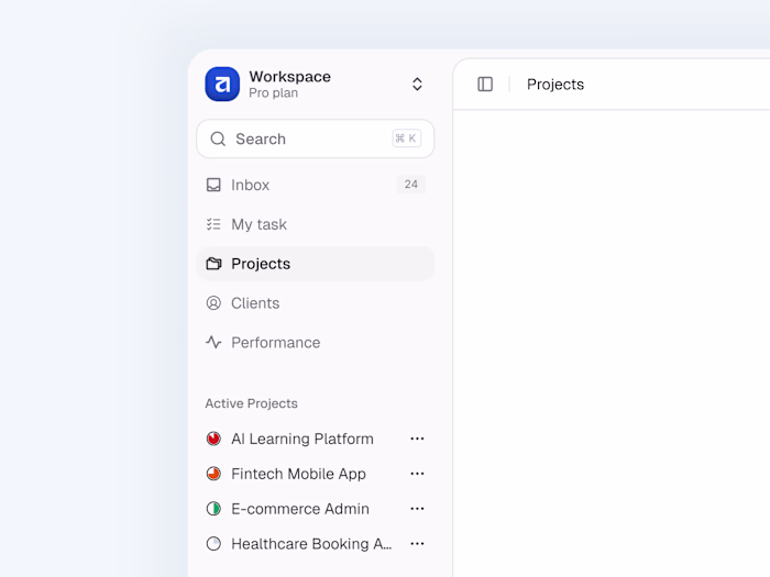 PM app design work in progress ❖ Made with Shadcn UI and Pho...