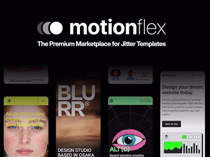 Dynamic Framer E-Commerce Store selling Premium Jitter Templates