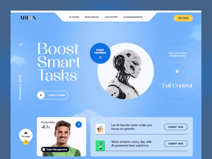 AI Task Assistant Website Landing Page Design