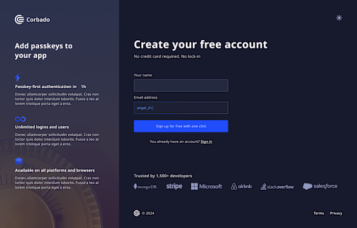 User signup process