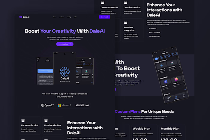 UI Design for DaleAI Landing Page
