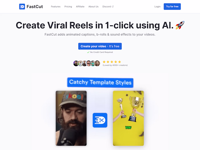 Website design for FastCut