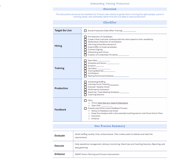 Onboarding Process and Checklist