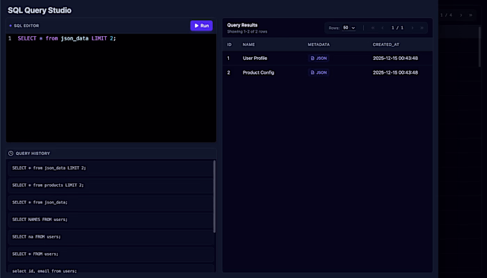 Recently built an SQL studio interface to visualize SQL data...