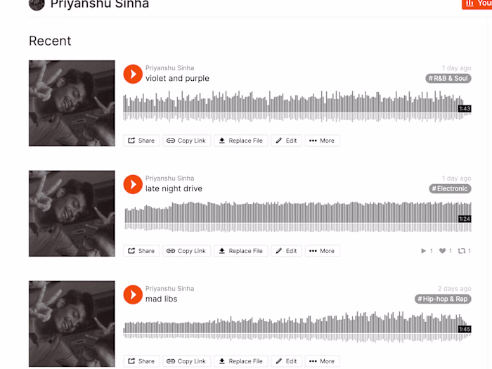 My songs on SoundCloud