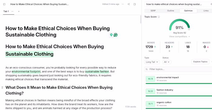 SEO blog content on sustainable fashion
