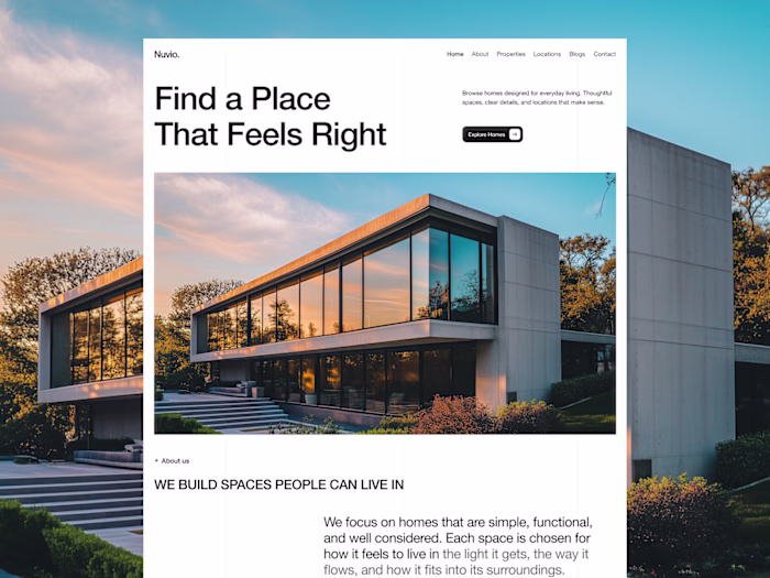 Landing Page Design for Nuvio Rental Platform