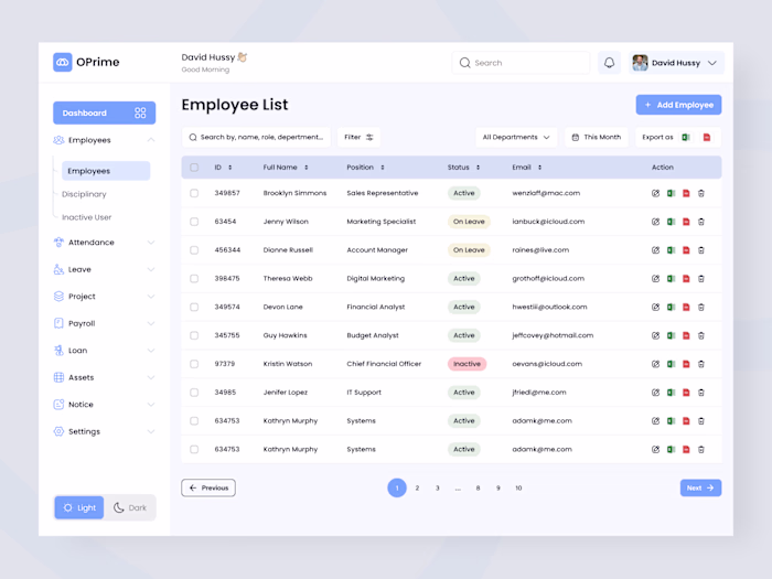 HRM Web Application Employee list ui by Ibrahim | UI/UX DESIGNE…