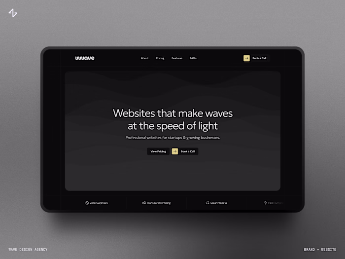 Branding + Website for Wave Design Agency.