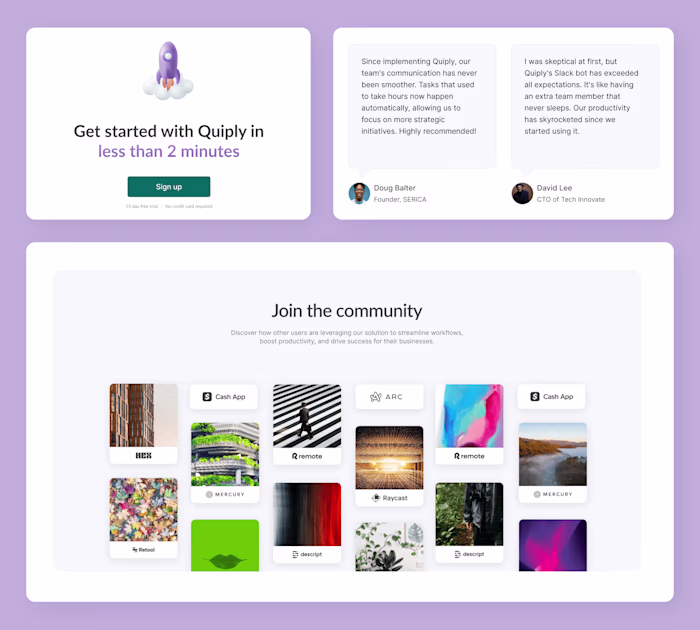 Slack-bot startup landing page
