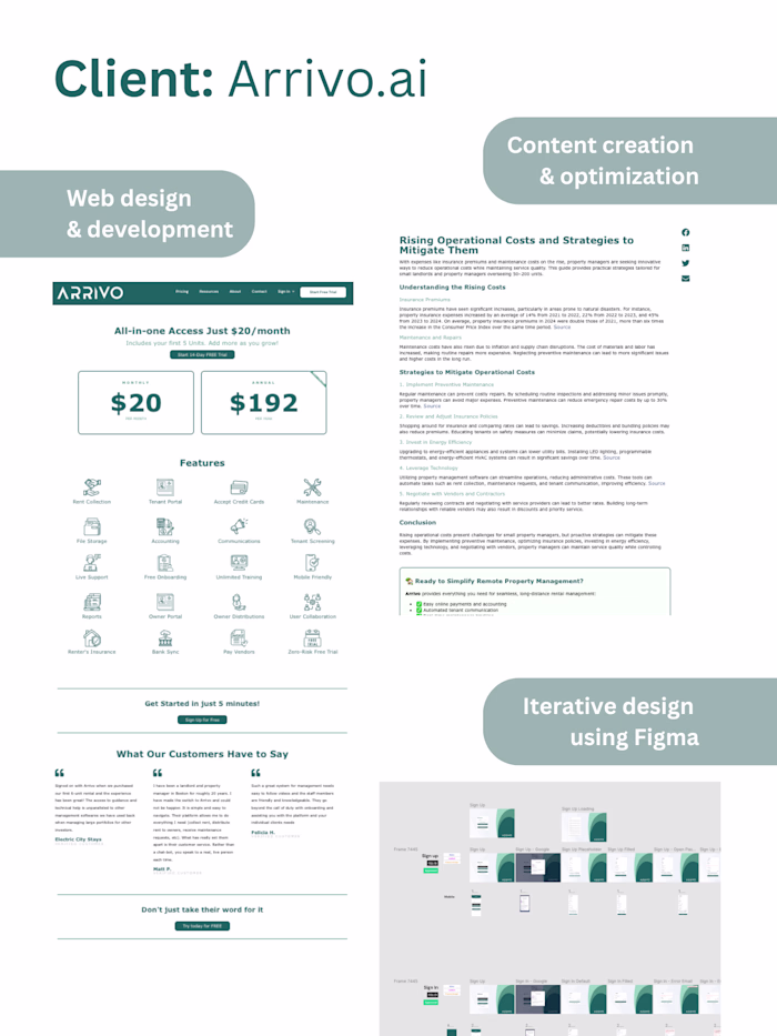 Arrivo.ai Web and App Design Project