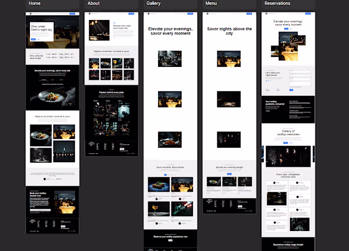 Luxury Rooftop Restaurant Website Design