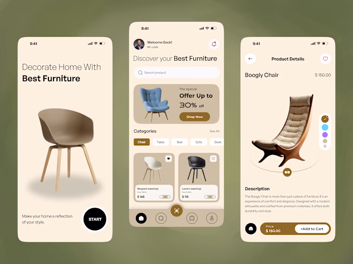 Furniture Ecommerce Mobile App UI/UX Design