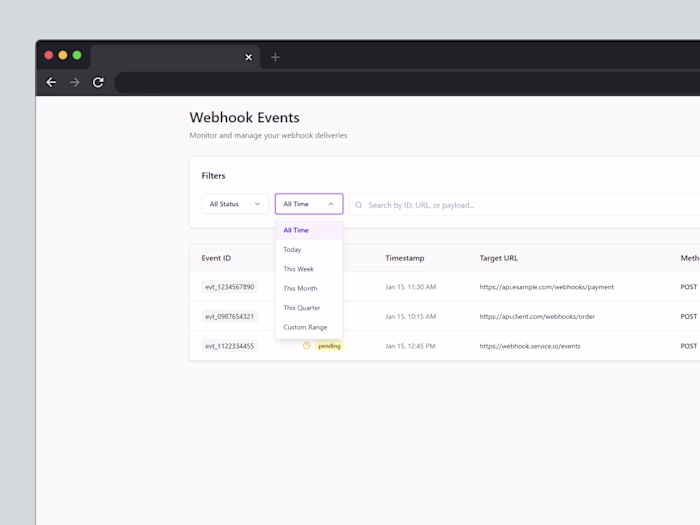 Webhook Events Dashboard
