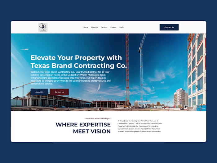 Texas Brand Contracting Co. Website UI Design