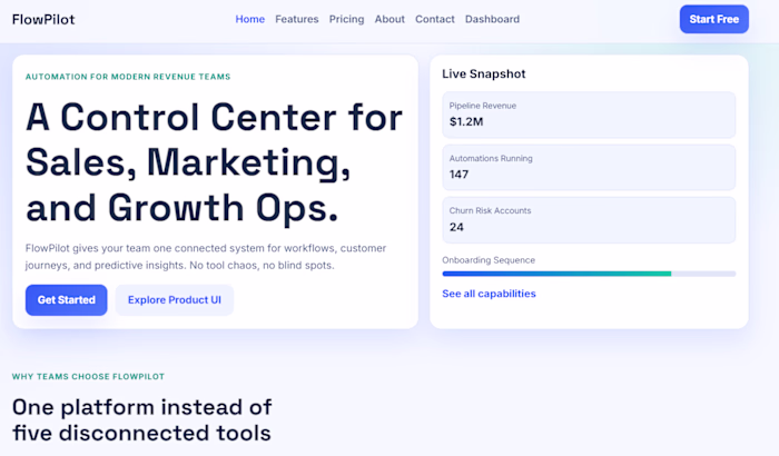 Modern SaaS landing page with