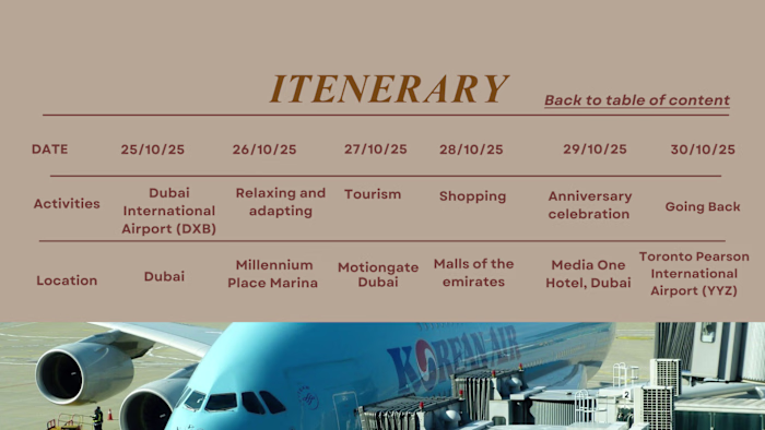 Travel Itenerary and Travel arrangemnt