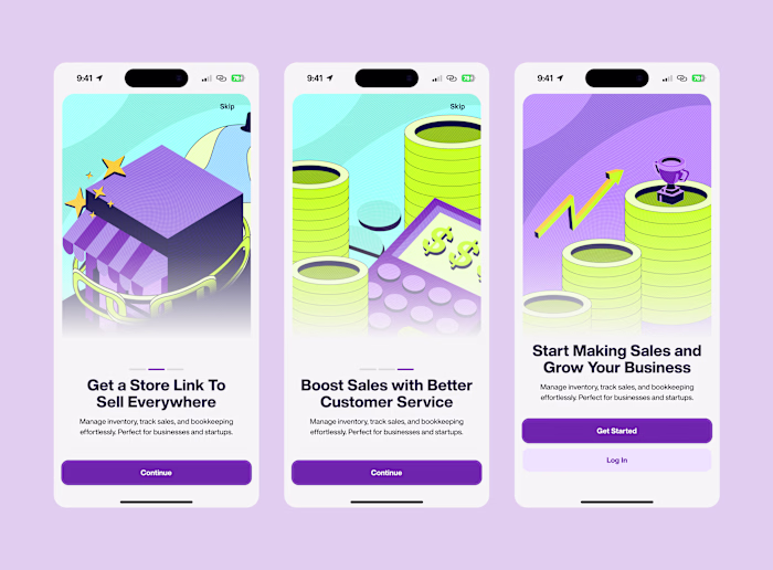 Onboarding UI designs - Rupple Business app