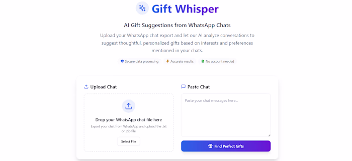 GiftWhisper – AI Gift Ideas from WhatsApp Chats