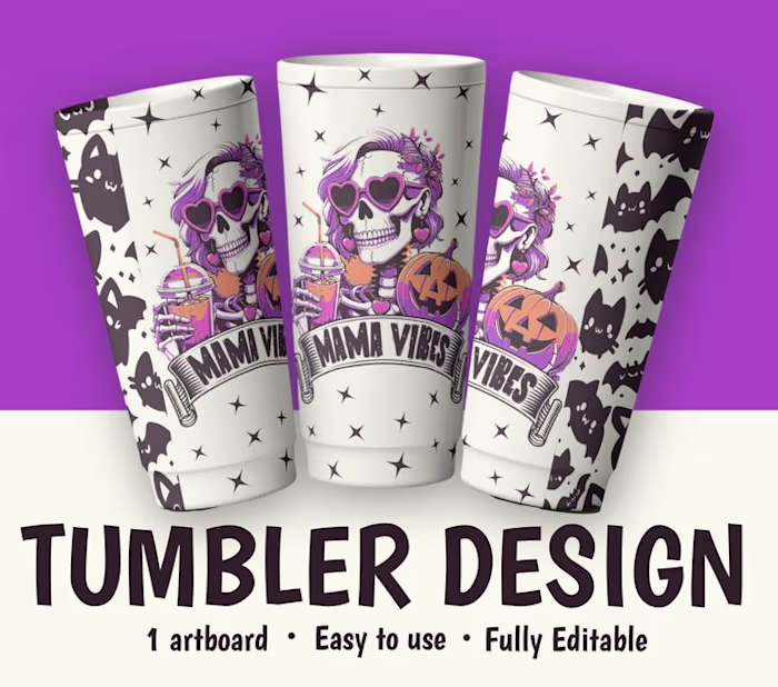 Fancy Skeleton Halloween Party Tumbler Sublimination Design Des…