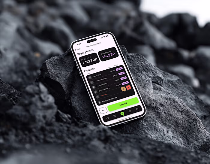Royalty App. UI design